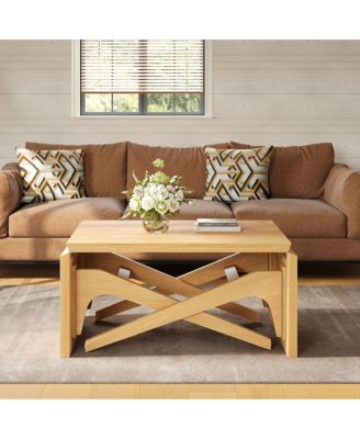 2-in-1 Expandable Wood Transformer Coffee Table