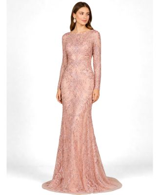 macy's long sleeve lace dress Long Sleeve Lace Gown