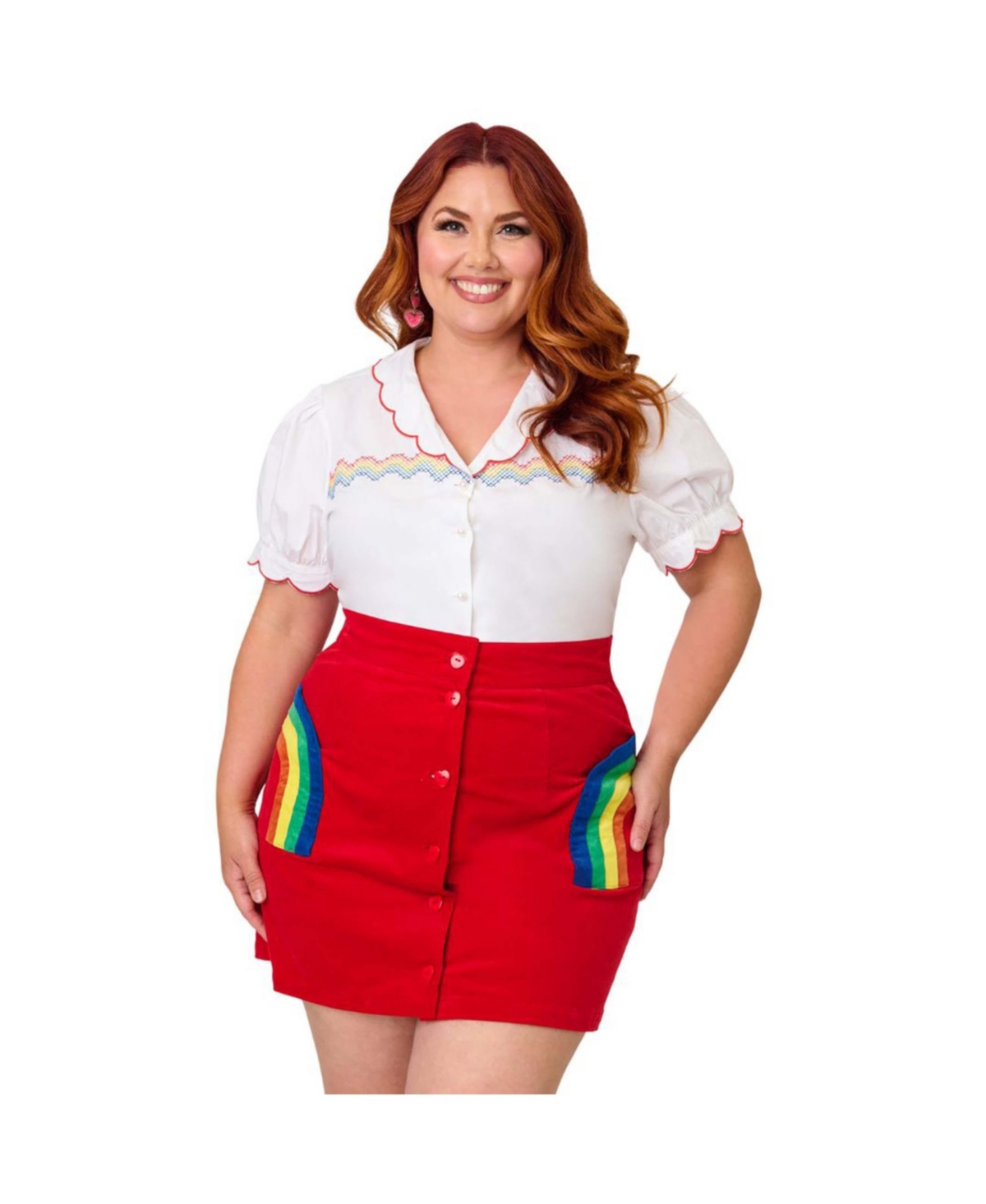 Smak Parlour Plus Size Embriodered Puff Sleeve Top