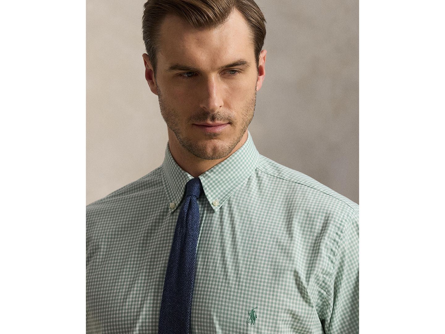 Мужская рубашка Polo Ralph Lauren Big & Tall Poplin Sport Shirt, цвет: Выцветший мятный белый — фото 3