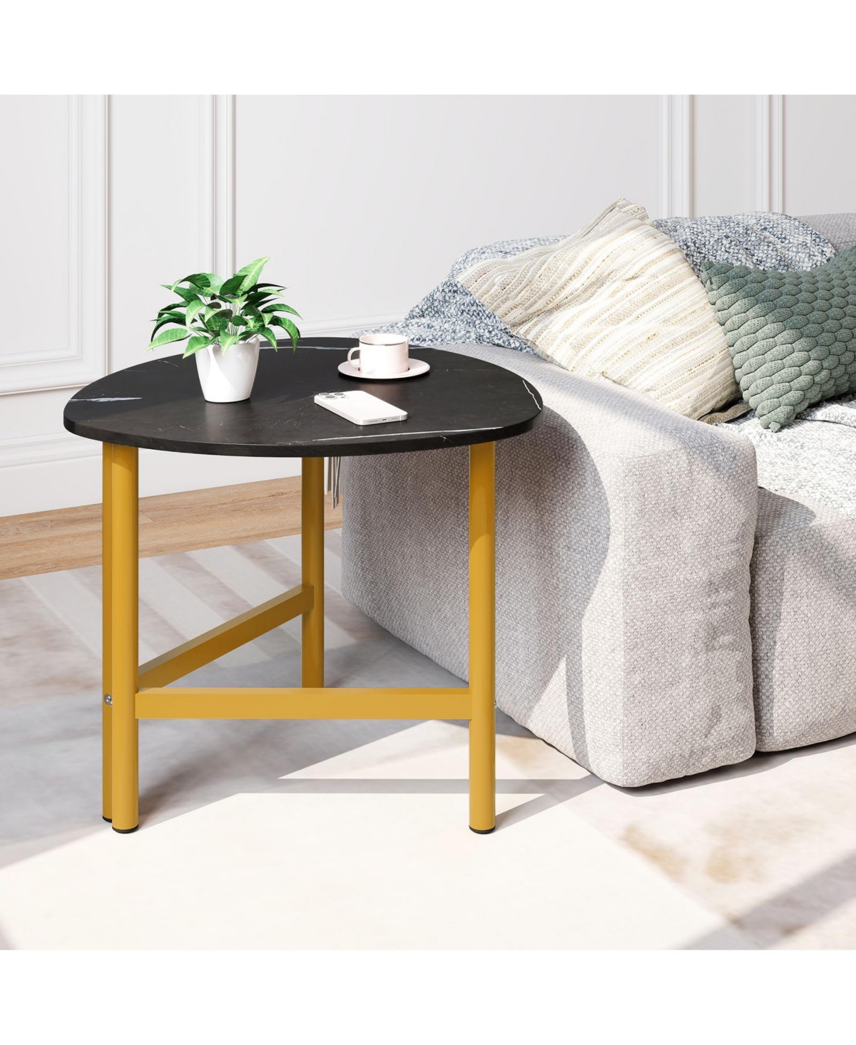Slickblue Industrial Triangle Coffee Table with Metal Frame