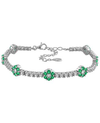 Lab-Grown Emerald (1 ct. t.w.) & Lab-Grown White Sapphire (1-3/4 ct. t.w.) Bracelet in Sterling Silver