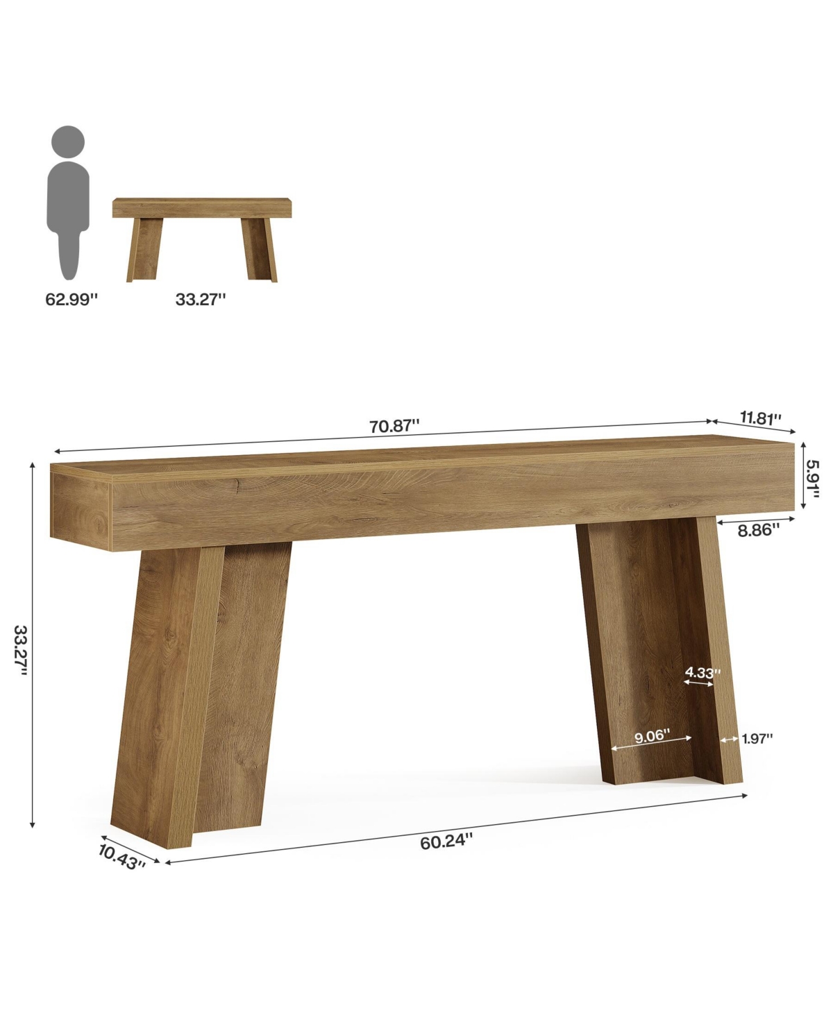Slim Console Table for Behind Couch and Farmhouse Entryway Decor