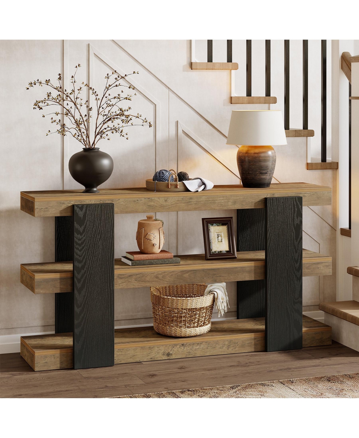 Slickblue 3-Tier Sofa Console Table with Storage for Entryway or Hallway