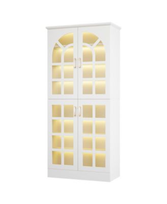 LED-Illuminated Bookcase Cabinet with Doors for Stylish Home Storage