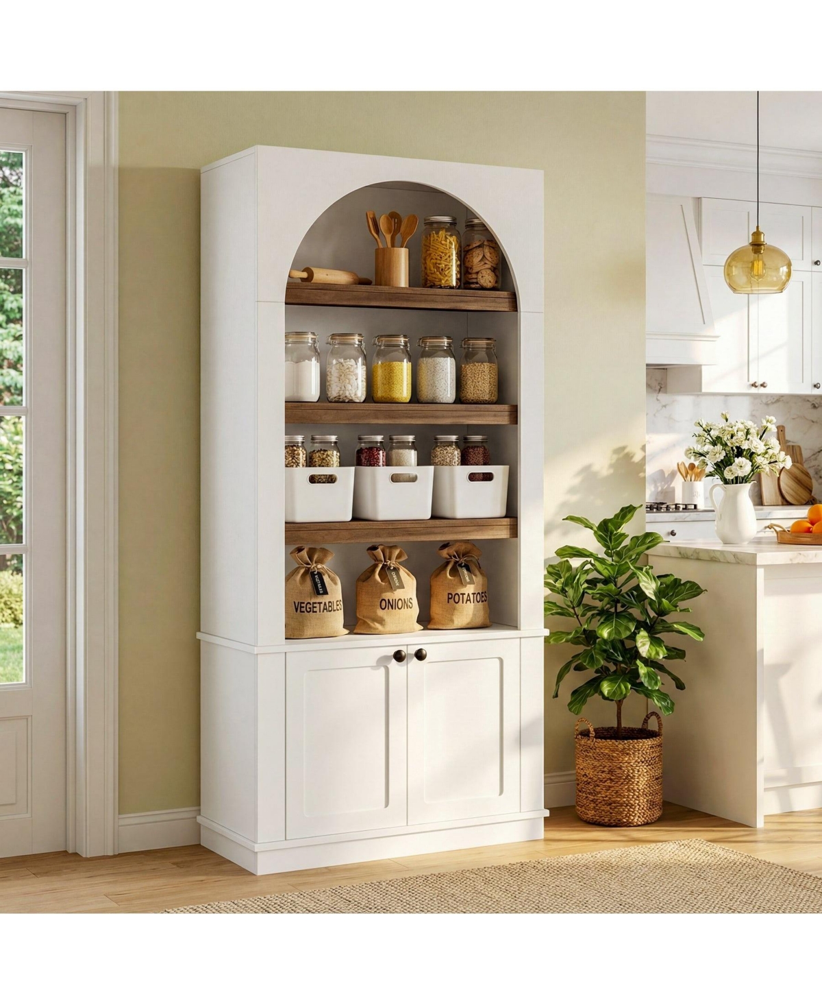 Slickblue 71 Inch Modern 6-Tier Bookcase with Doors for Home or Office
