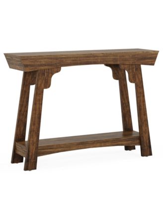 Farmhouse 2-Tier Console Table with Storage Shelf