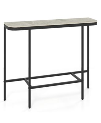  Entryway Console Table with Faux Marble Top and Metal Frame