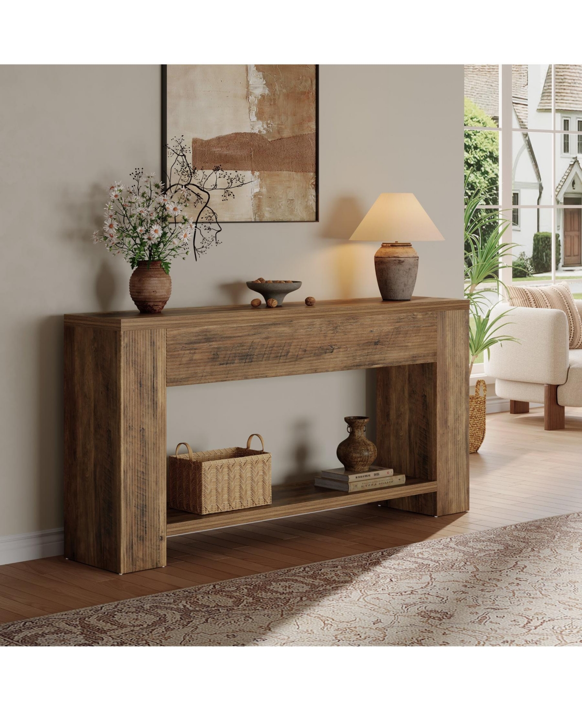 Slickblue Farmhouse Hallway Console Table with Sturdy Legs for Living Room