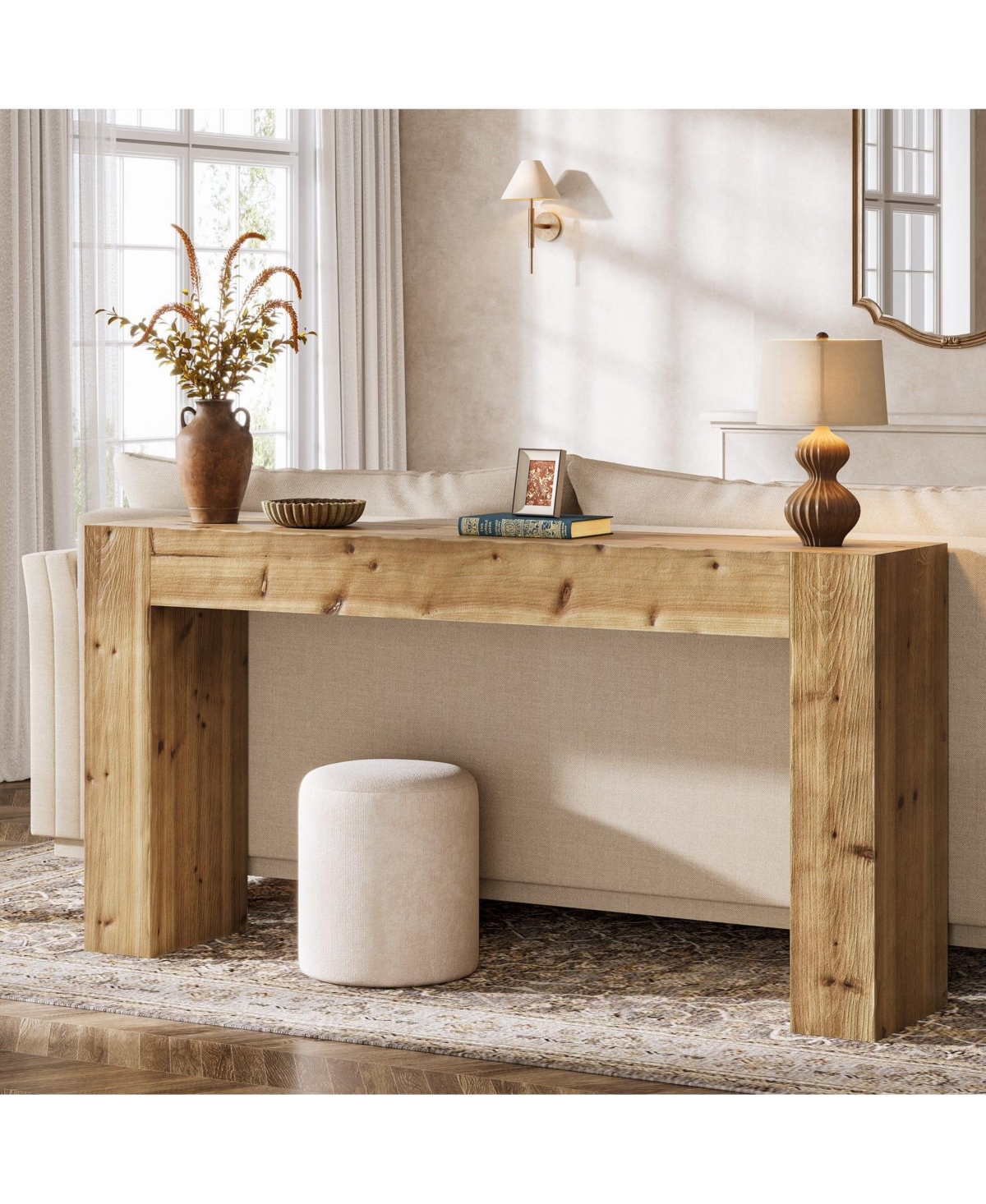 Slickblue Entryway Console Table, Solid Wood Farmhouse Sofa Table for Foyer