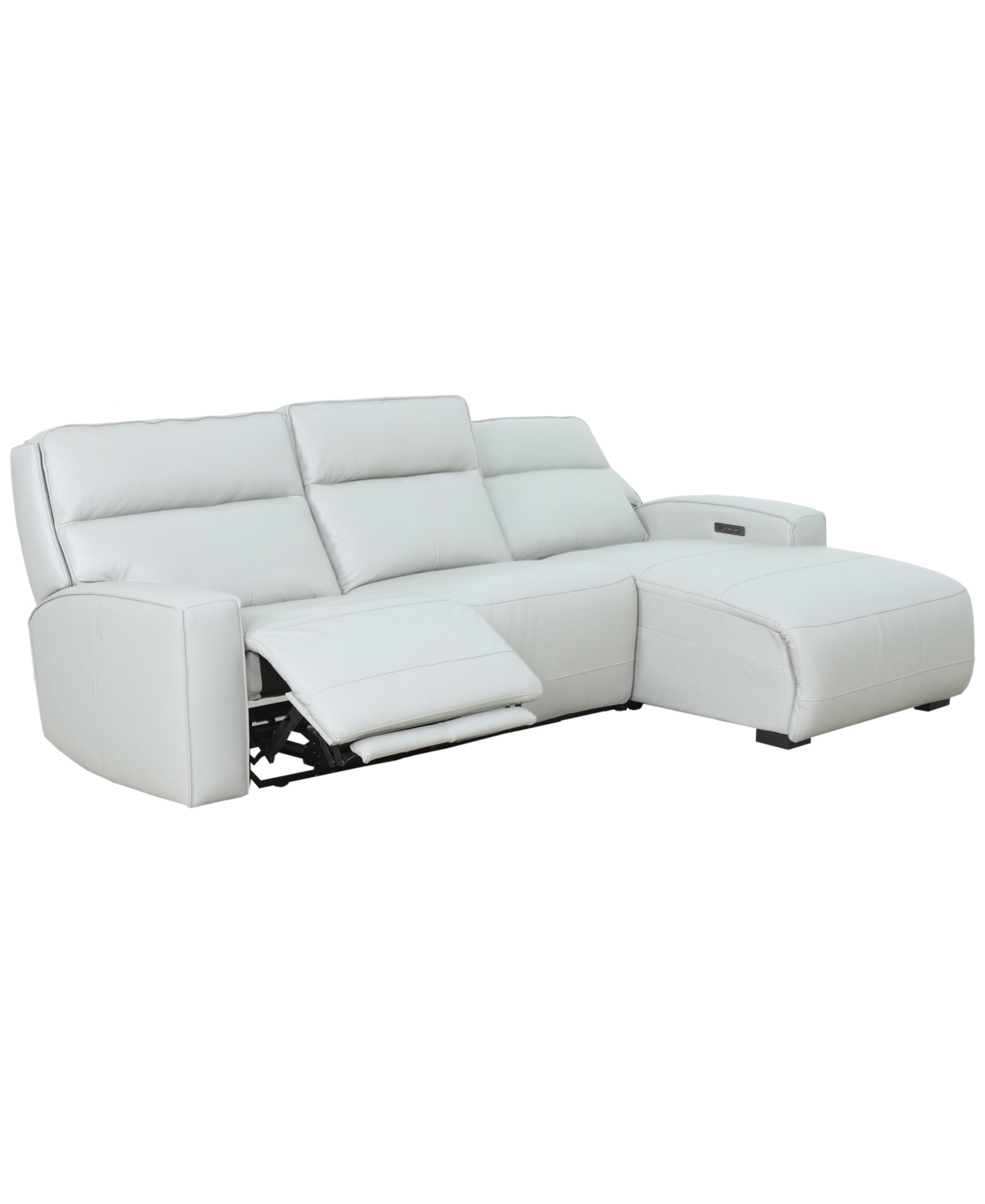 Zackary 3-Piece Leather Chaise Sofa with 2 Power Motion, Macy's Exclusive