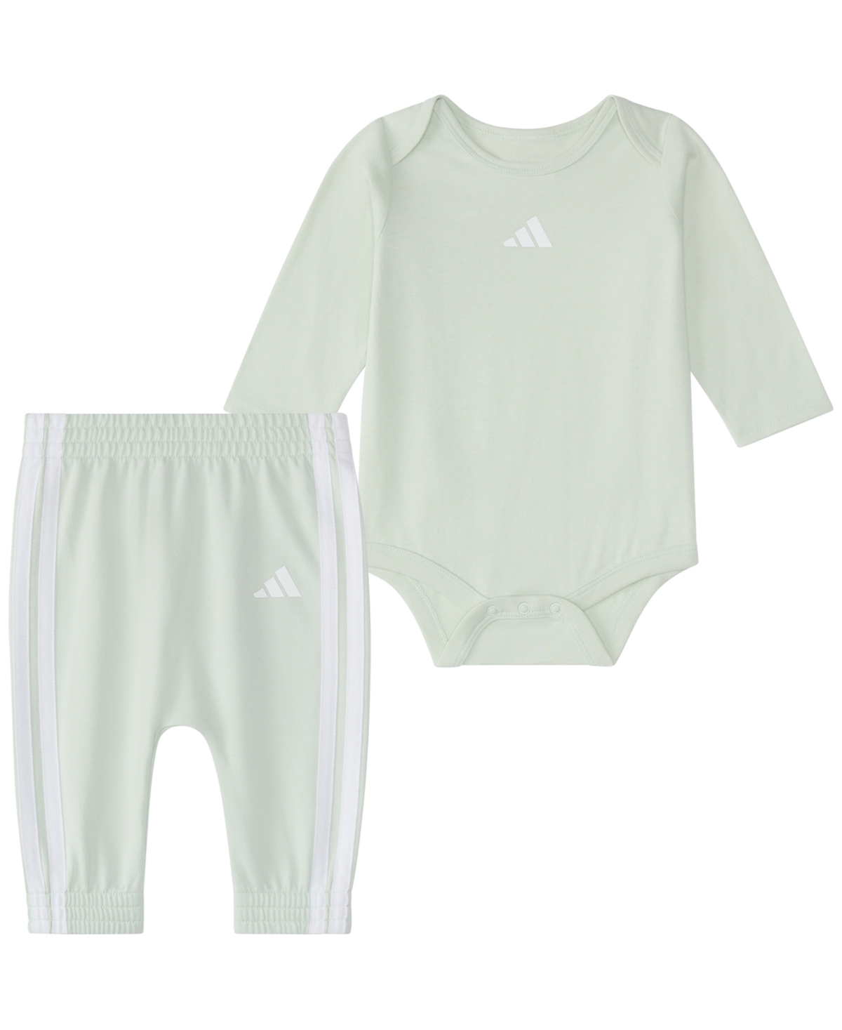 adidas Baby Boys' Logo Long-Sleeve Bodysuit and Pants Set, 2-Piece Set - Light Green