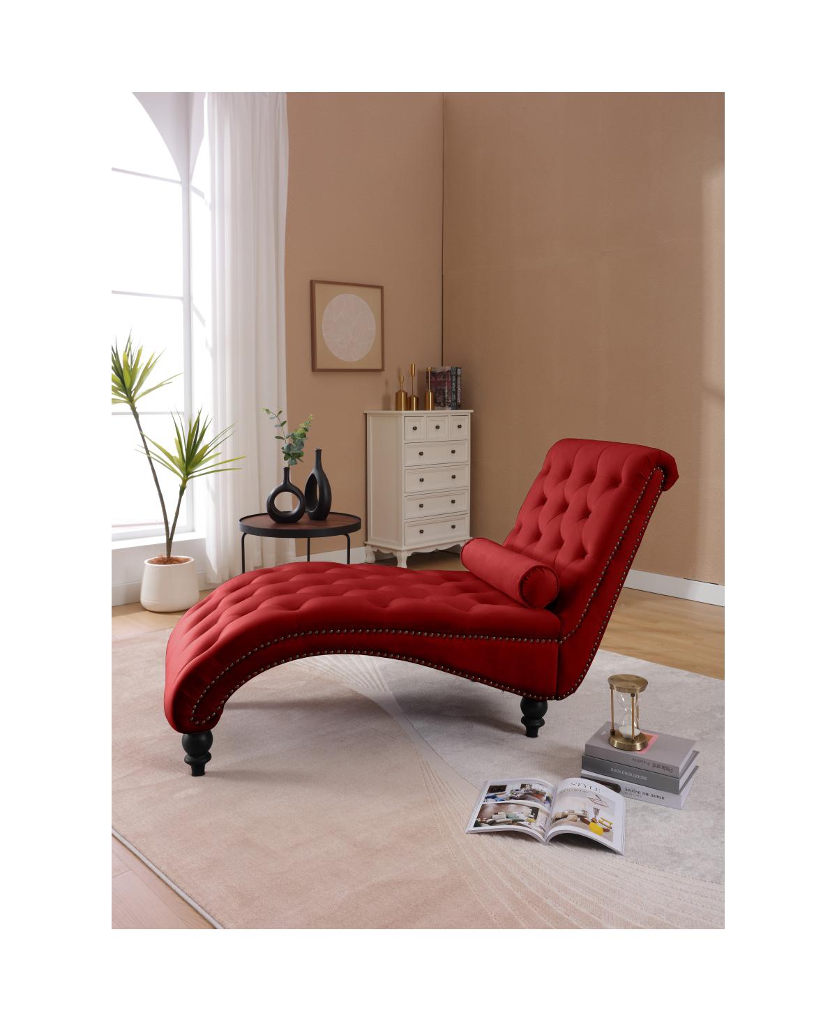 Streamdale Furniture Classical Velvet Recliner Chair with Button Tufting and Nailhead Trim