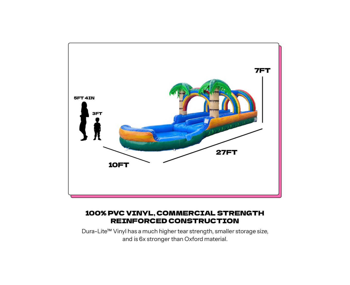 Детская игрушка POP JUMP Tropical 27' Dual Lane Slip N Slide With Pool, цвет: Разноцветный — фото 9