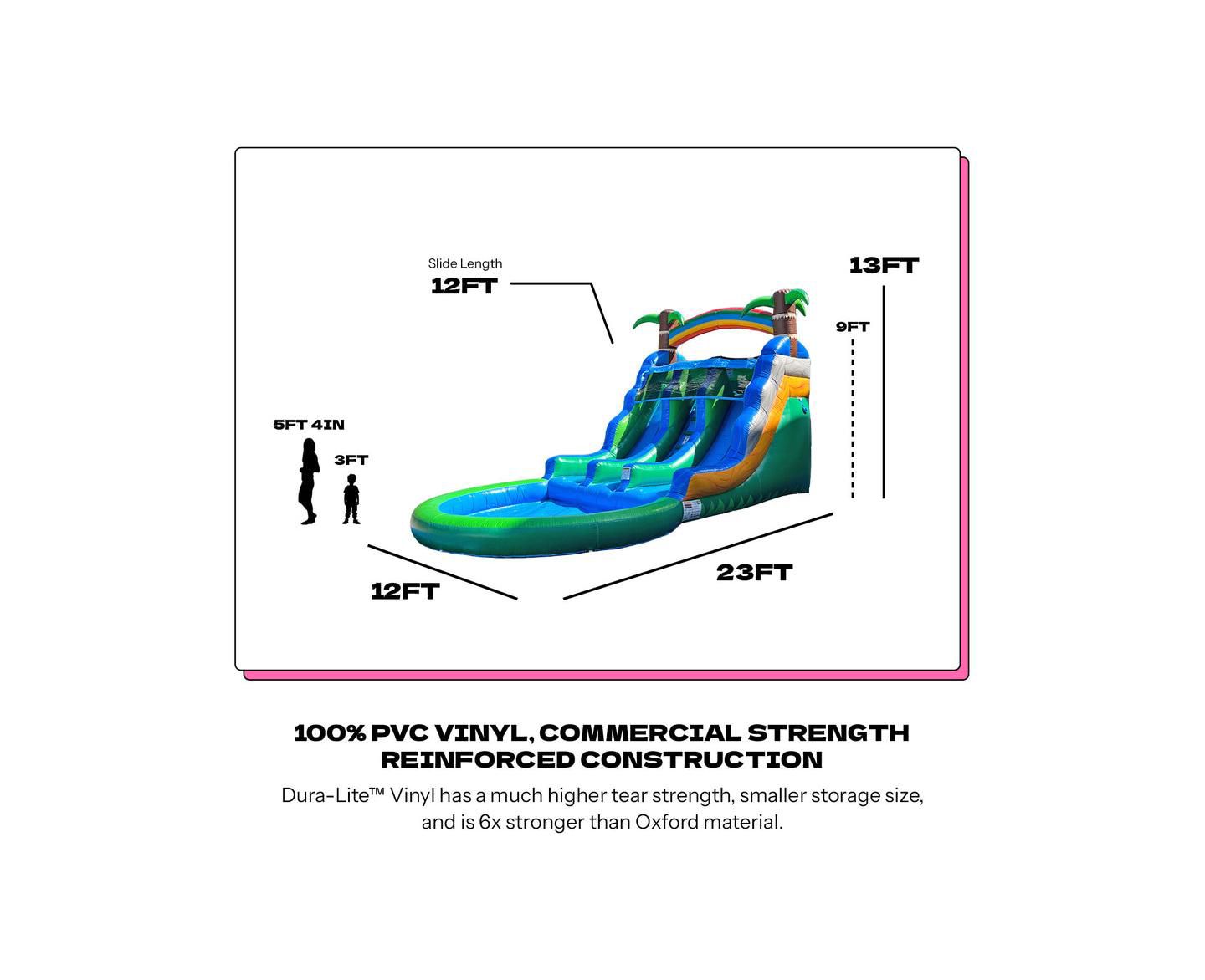 Детская игрушка POP JUMP Tropical Island 23' Dual Lane Water Slide with Integrated Pool, Ages 3+, цвет: Разноцветный — фото 8