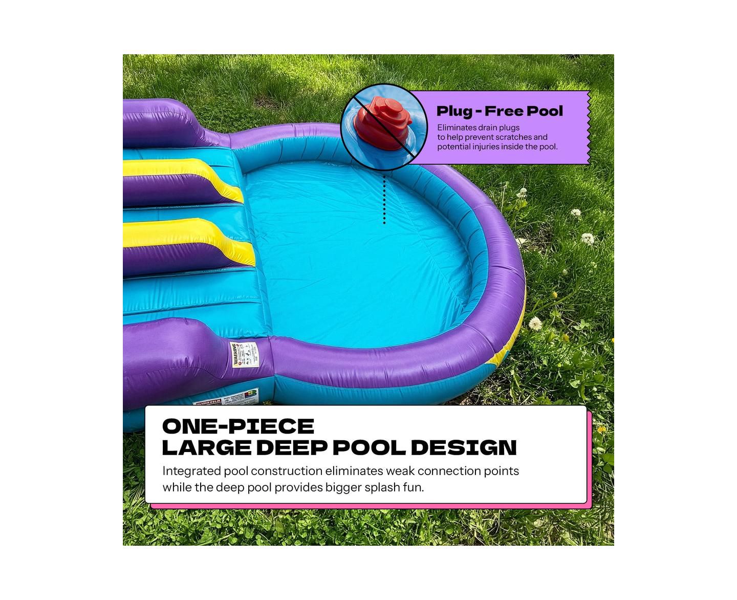 Детская игрушка POP JUMP Ice Pop 24' Dual-Lane Inflatable Vinyl Waterslide with Attached Pool, Up to 7 People, Ages 3+, цвет: Разноцветный — фото 9