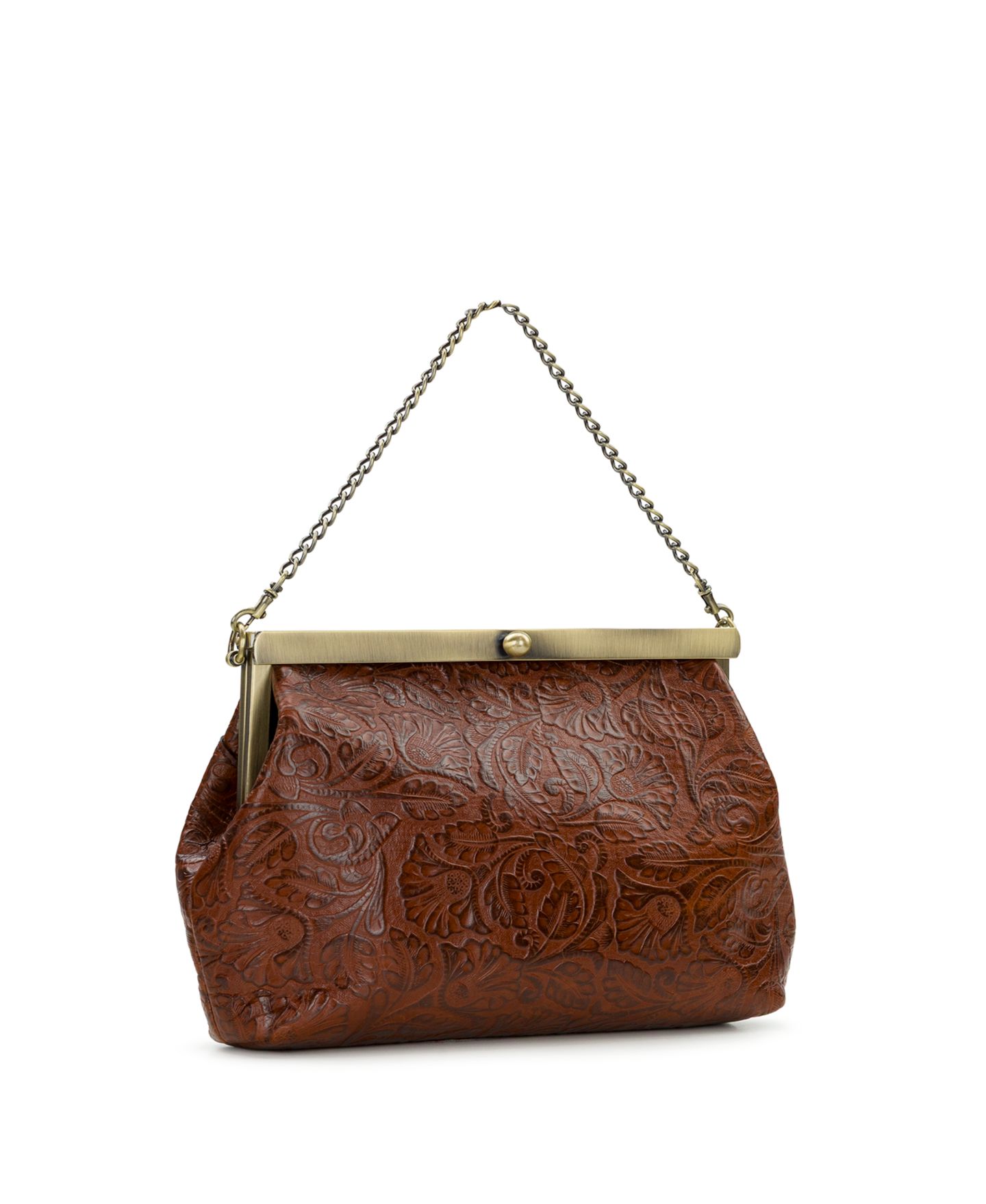 Женская сумка Patricia Nash Vilaine Small Tooled Leather Frame, цвет: Коньячный — фото 3