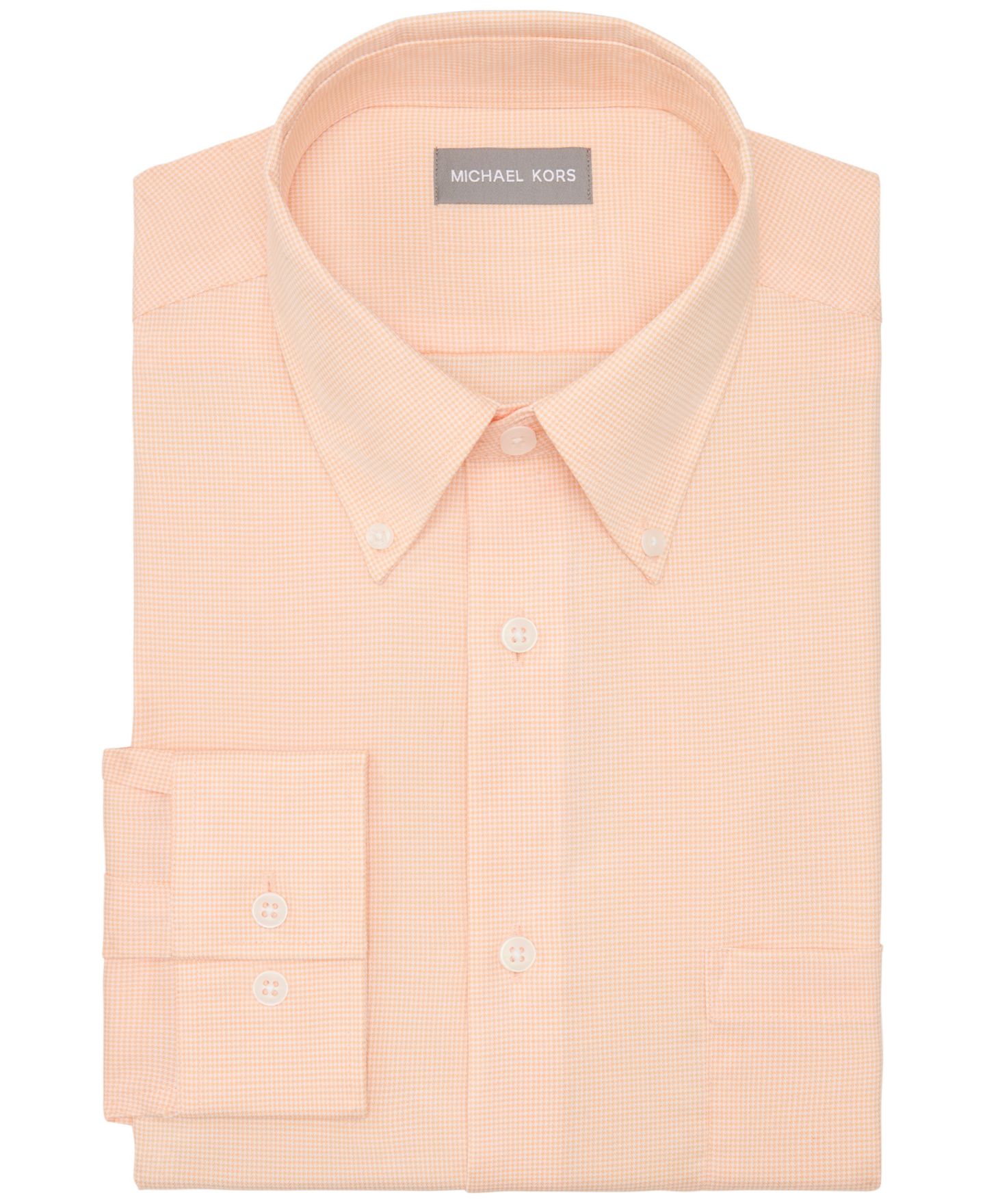 Мужская рубашка Michael Kors Long-Sleeve Solid Dress Shirt, цвет: Светлый оранжевый — фото 4