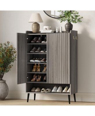 6 Tier Shoe Storage Cabinet, Freestanding Shoe Rack Cabinet Organizer for Entryway, Hallway, Living Room
