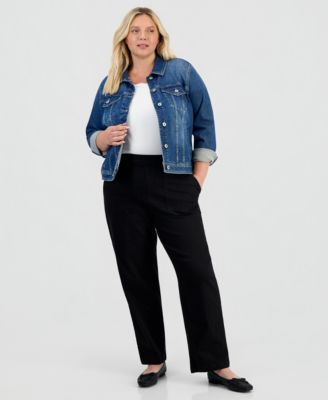 Plus Size High-Rise Pull-On Utility Jeans