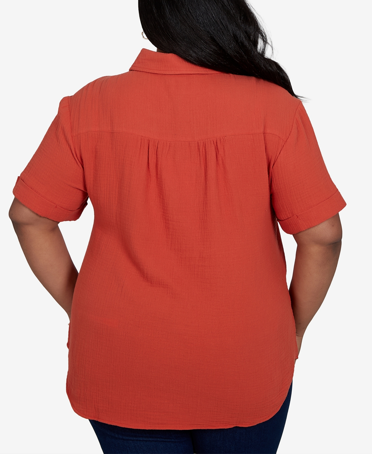 Hearts Of Palm Plus Solid Henley Popover Top