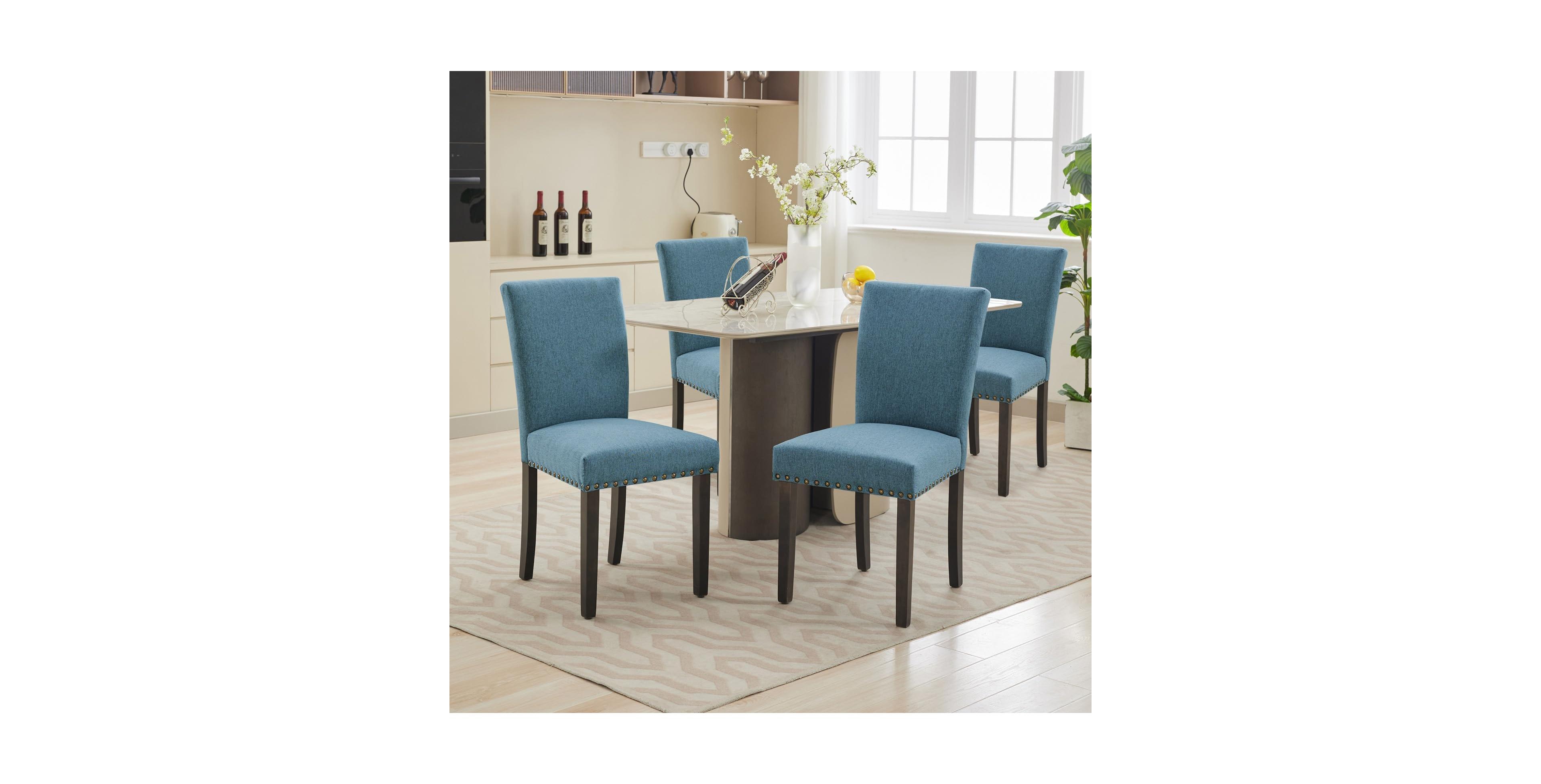 gaomon Dining Chairs Set Upholstered Parsons Diner Room Chair Sets Fabric Kitchen Chairs with Nailhead Trim, Solid Wood Legs