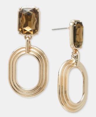 Statement Stone Hoop Drop Earrings
