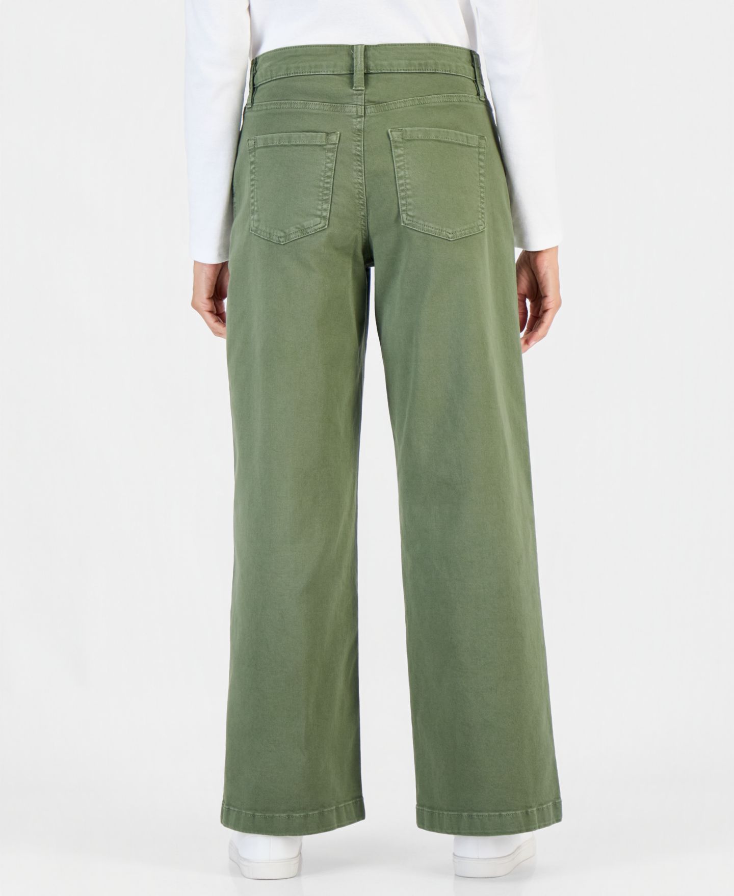 Женские брюки Style & Co High-Waist Wide-Leg Cotton-Blend, цвет: Зелёный — фото 2