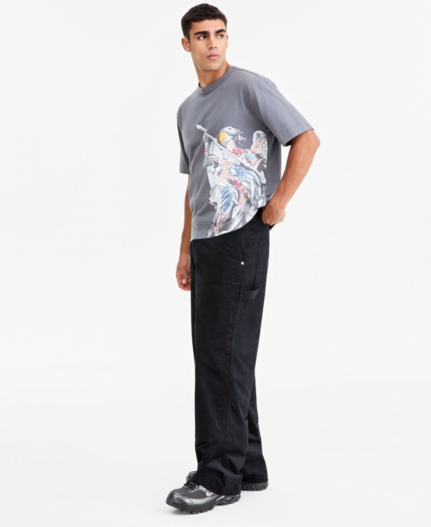 Мужские брюки Mode of One Baggy Corduroy Work Pants, цвет: Глубокий чёрный — фото 2