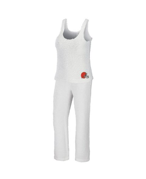 Женский комплект WEAR by Erin Andrews 2-Piece Cream Cleveland Browns Plus Size Cozy Scoop Neck Tank Top & Pants Set