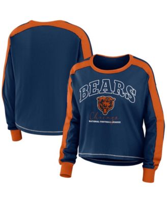 Women's Navy/Orange Chicago Bears Color Block Modest Crop Long Sleeve T-Shirt