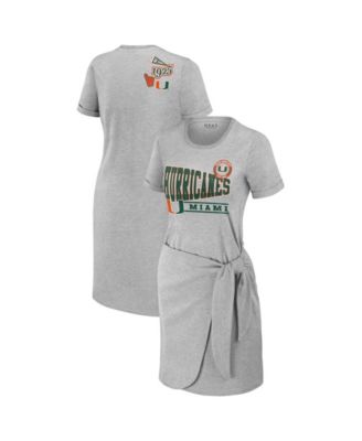 Women's Heather Gray Miami Hurricanes Knotted T-Shirt Dress