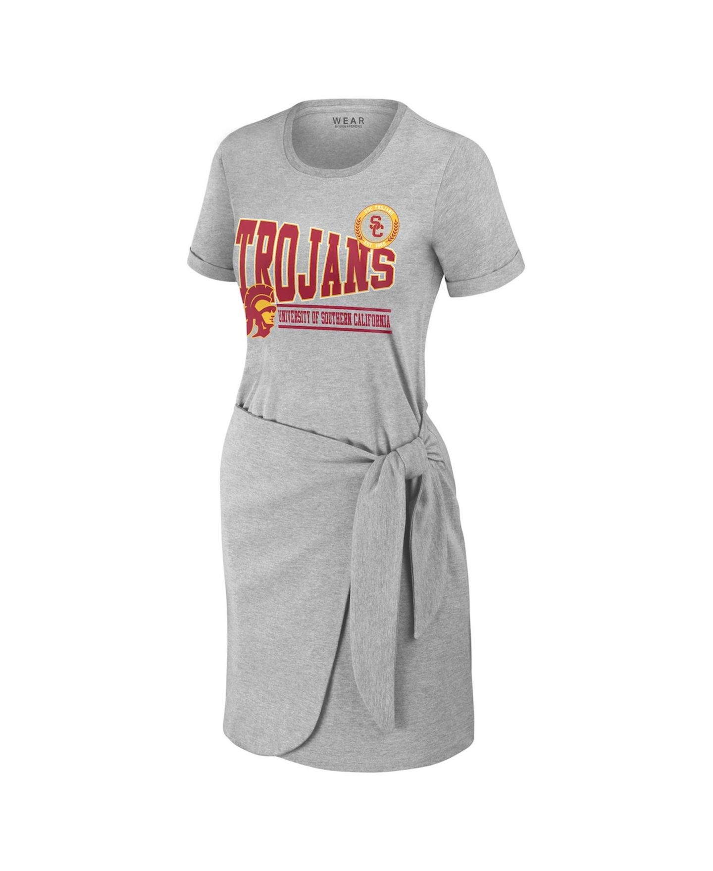 Женское платье WEAR by Erin Andrews Heather Gray USC Trojans Knotted T-Shirt — фото 2