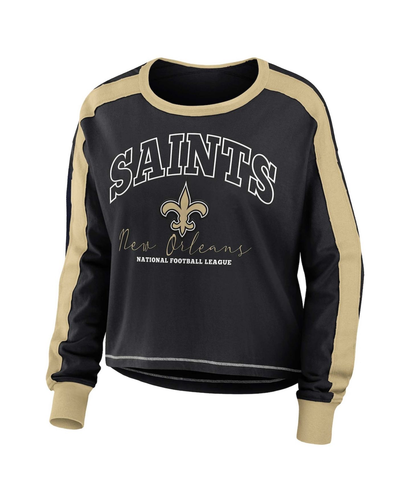 Женская футболка WEAR by Erin Andrews Black New Orleans Saints Plus Size Color Block Long Sleeve — фото 3