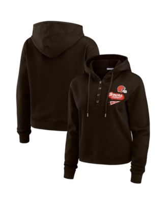 Women's Brown Cleveland Browns Waffle-Knit Pullover Hoodie
