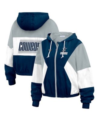 Women's Navy Dallas Cowboys Color Block Full-Zip Windbreaker Jacket