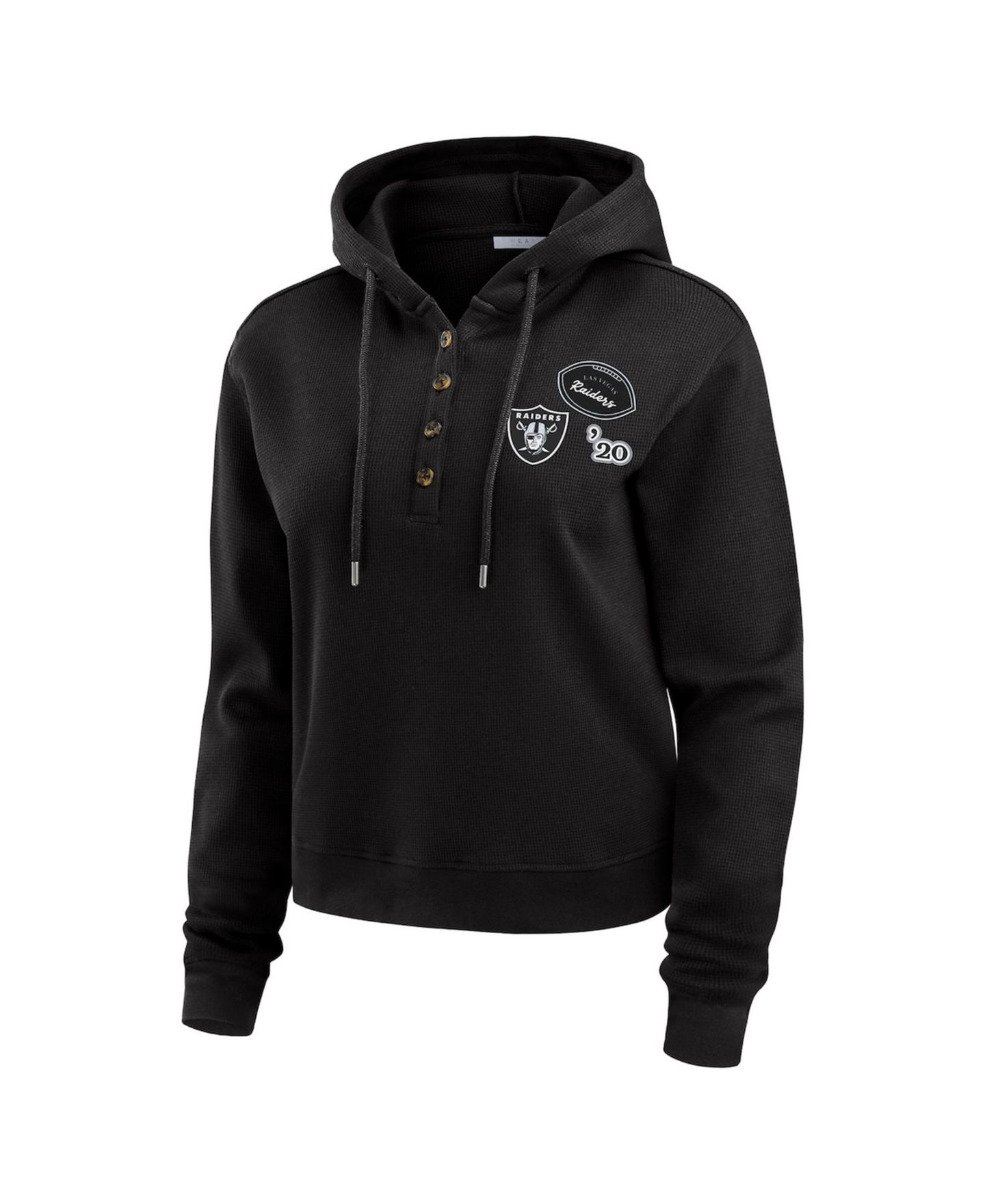 Женское худи WEAR by Erin Andrews Black Las Vegas Raiders Waffle Pullover — фото 2