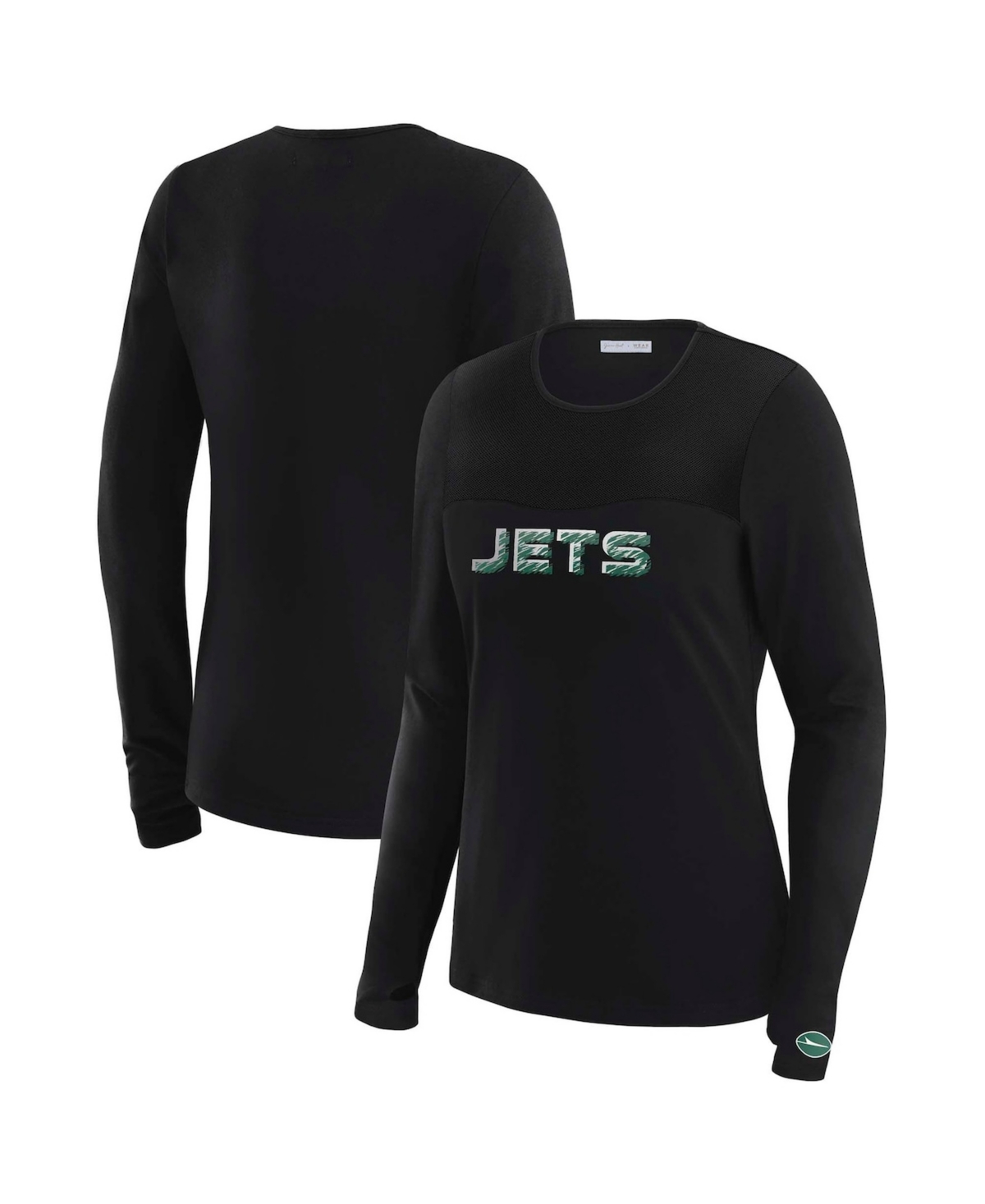 Wear by Erin Andrews Women's x Gracie Hunt Black New York Jets Mesh Panel Long Sleeve T-Shirt