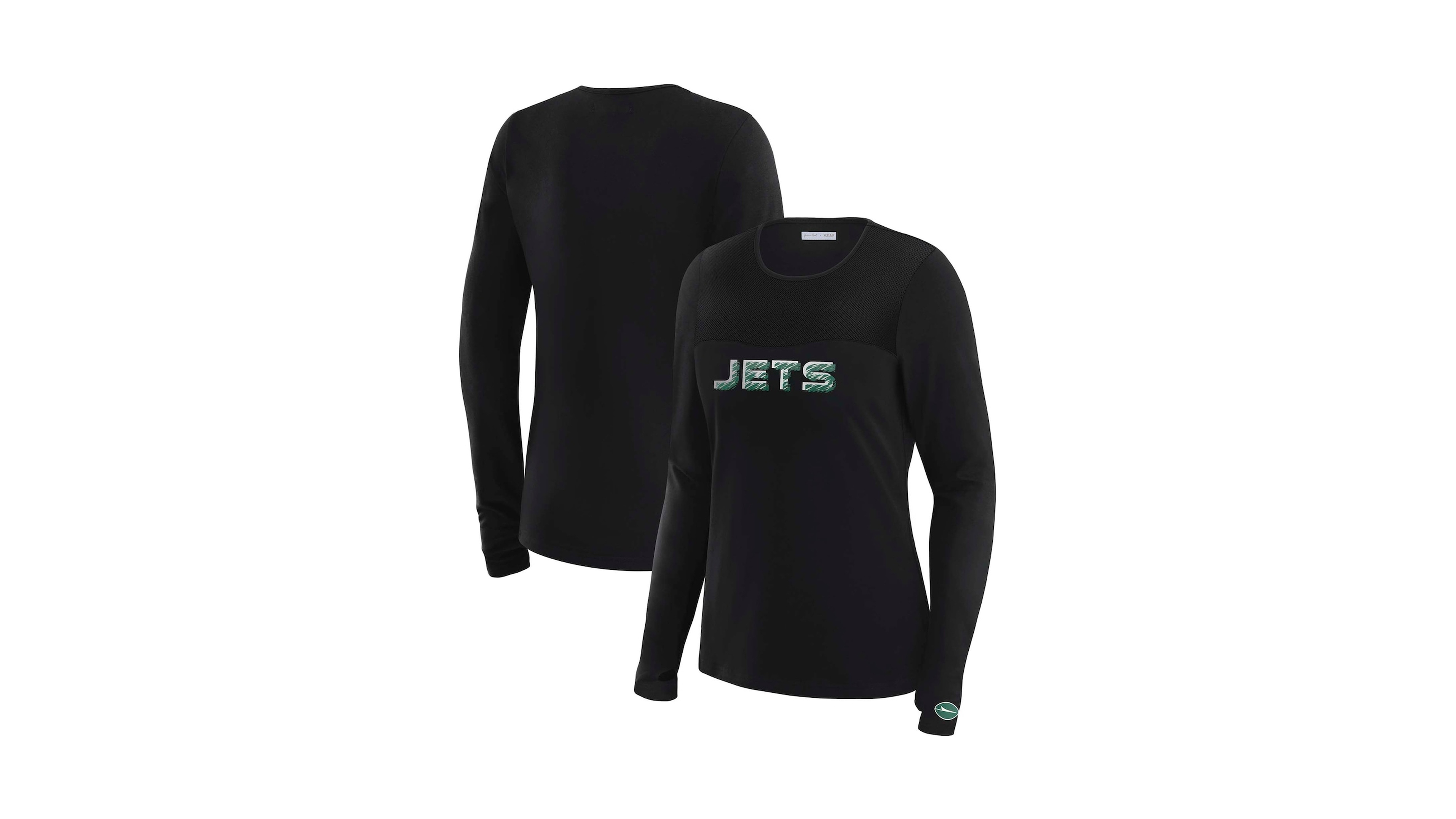 Wear by Erin Andrews Women's x Gracie Hunt Black New York Jets Mesh Panel Long Sleeve T-Shirt