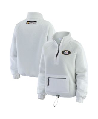 Women's White Pittsburgh Steelers Polar Fleece Half-Zip Jacket