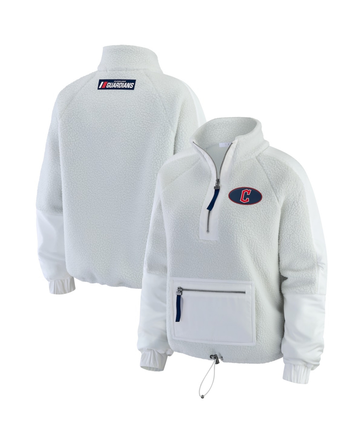 Wear by Erin Andrews Women's Gray Cleveland Guardians Polar Fleece Quarter-Zip Jacket