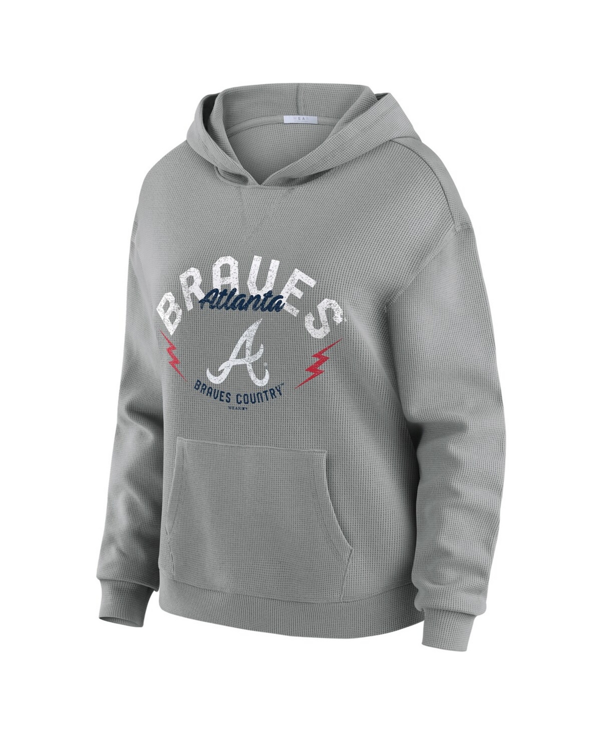 Wear by Erin Andrews Women's 2-Piece Gray Atlanta Braves Waffle-Knit Long-Sleeve Hoodie & Lounge Pant Set