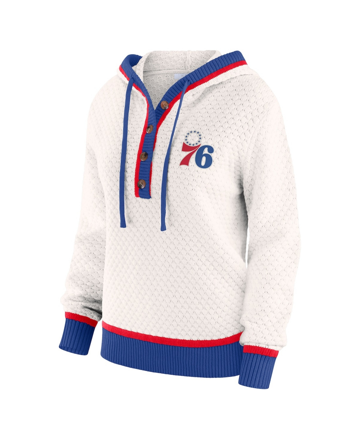 Wear by Erin Andrews Women's Cream Philadelphia 76ers Plus Hoodie Sweater