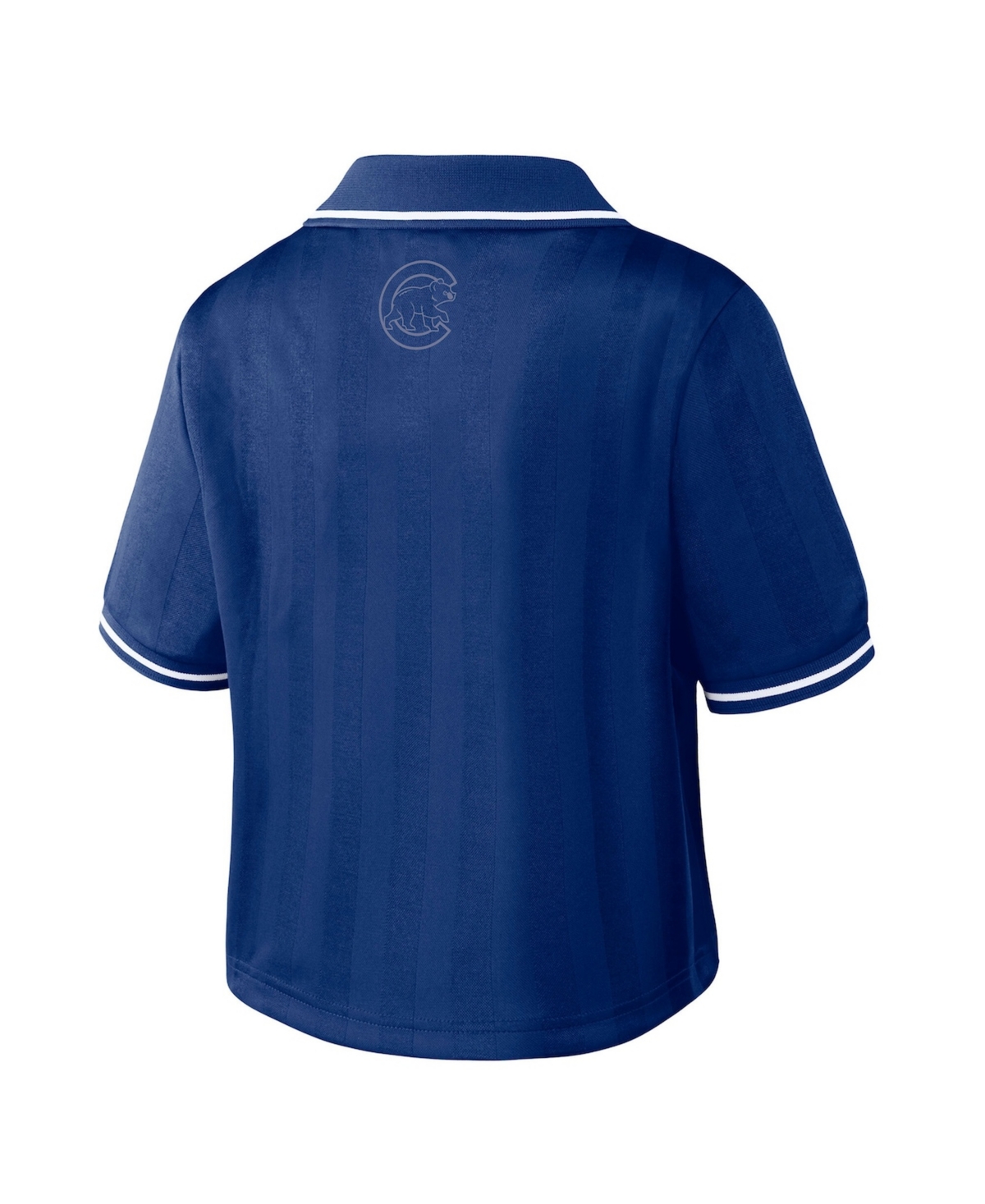 Wear by Erin Andrews Women's Royal Chicago Cubs Cropped V-Neck Polo Shirt
