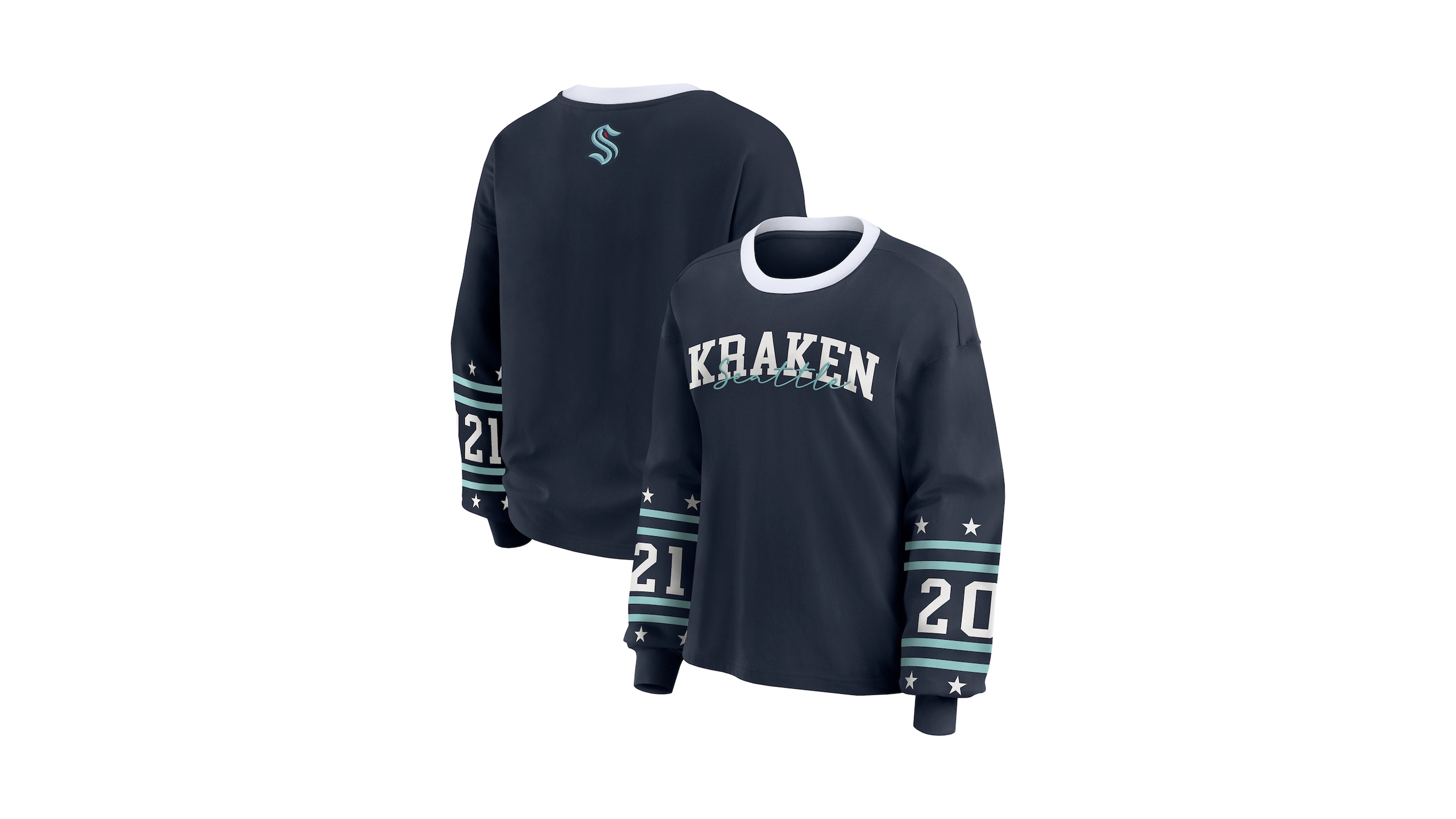 Wear by Erin Andrews Women's Deep Sea Blue Seattle Kraken Long-Sleeve Sport T-Shirt