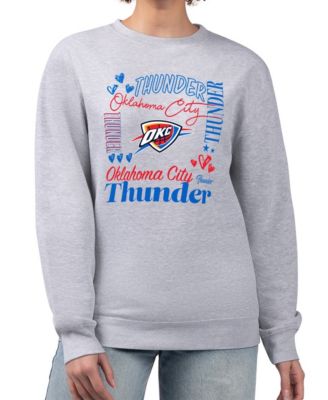 Women's Heather Gray Oklahoma City Thunder Collage Team Graphic Fleece Pullover Sweatshirt