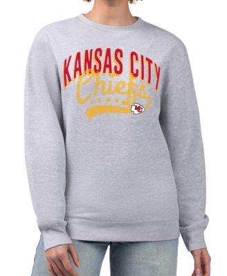 Women's Heather Gray Kansas City Chiefs Filigree Logo Graphic Fleece Pullover Sweatshirt