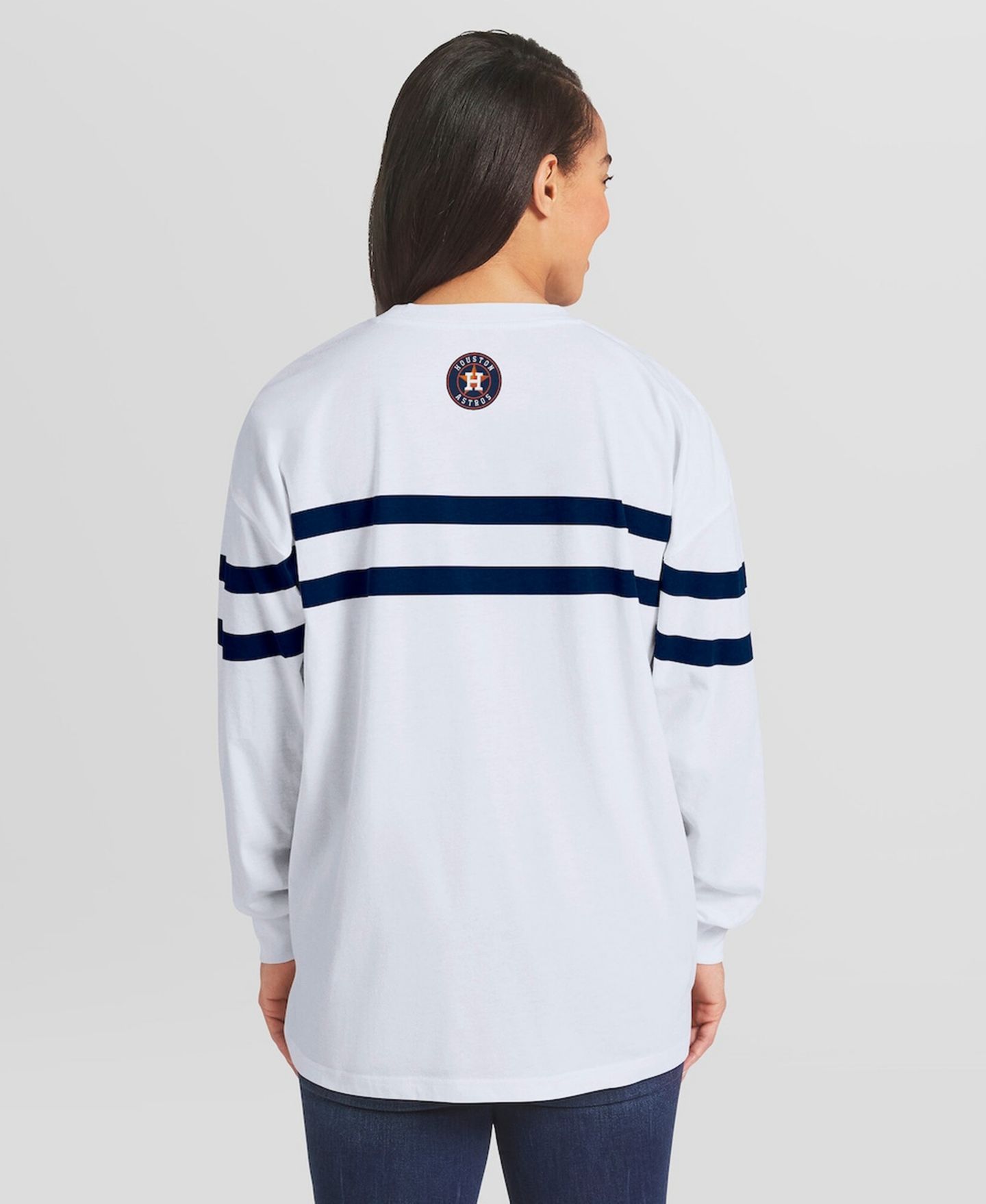 Женская футболка WEAR by Erin Andrews White Houston Astros Oversized Long Sleeve Striped — фото 4