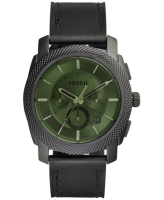Fossil - Men's Chronograph Machine Black Leather Strap Watch 45mm FS5190