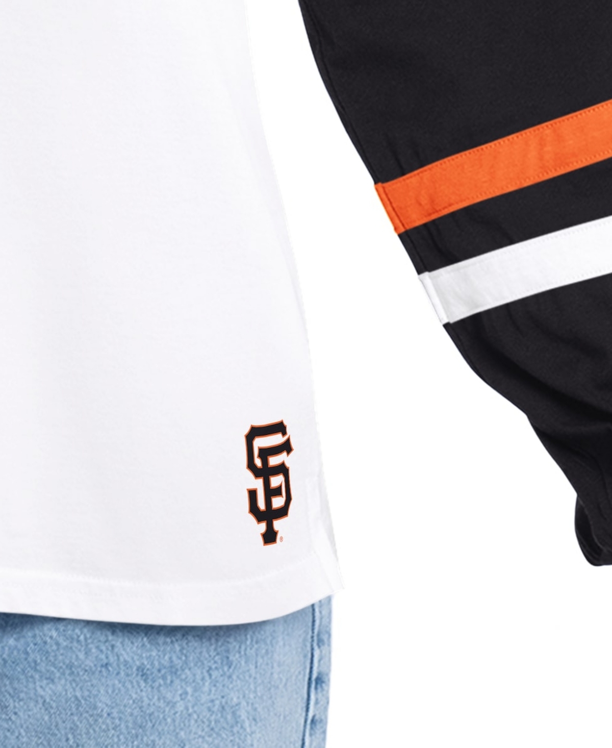 G-iii 4Her by Carl Banks Women's White/Black San Francisco Giants Key Player Oversized Hooded Long Sleeve T-Shirt